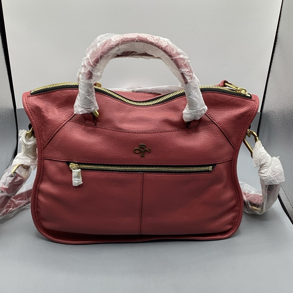 orYANY Pebbles Leather Sarah Satchel Bag Braided Tassel Crossbody Tote Dark Pink - Picture 2 of 8